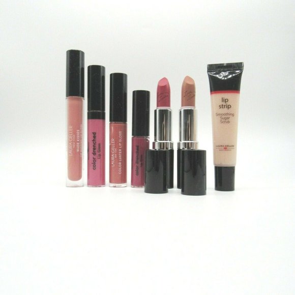 Laura Geller 7 Piece Lip Set  ~ 4 Glosses 2 Lipsticks & Lip Strip NEW - Picture 3 of 3
